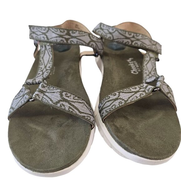 Cheeks Fit Body By Tony Little Women’s Sandals 8M Green & Gray Geometric - Picture 3 of 12
